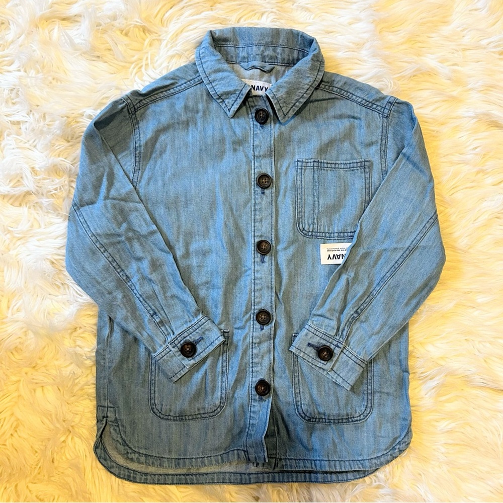 Old Navy Light-Wash Utility Jean Shacket for Girls